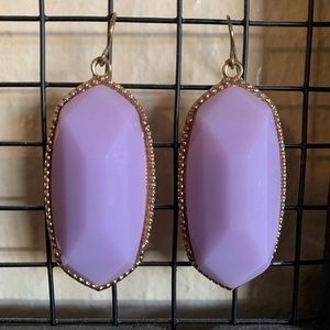 Lavender Colored Earrings - Gold colored metal.
